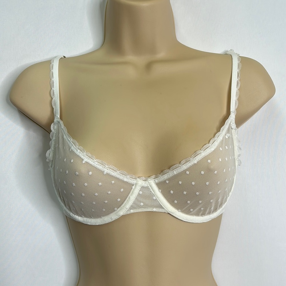 Gilly Hicks Push ‘em Up Balconet sheer mesh lace underwire bra